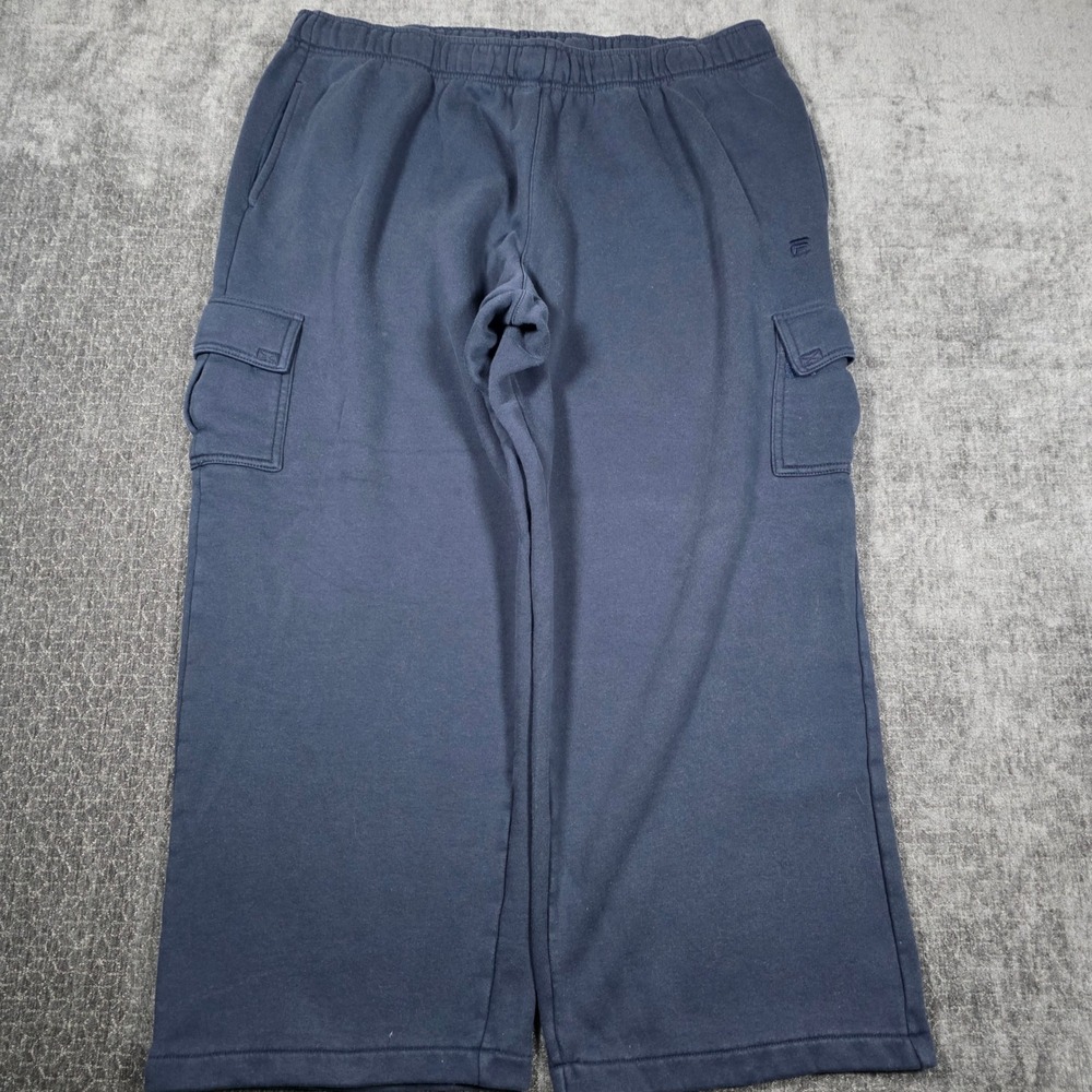 FILA Sport Mens XXL 2XL Navy Blue Cargo Sweatpants Fleece Lined Joggers RN 73277